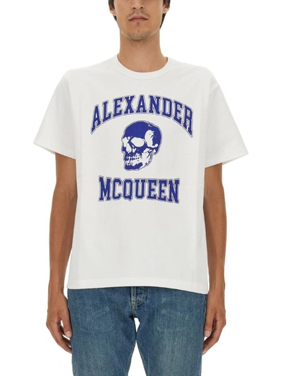 Alexander Mcqueen Skull Logo T-shirt In White