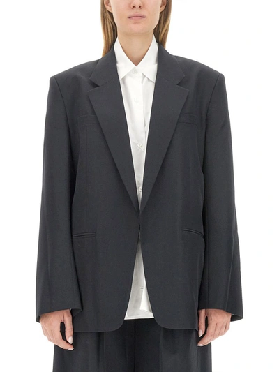 Alexander Wang Combo Blazer With Collar In Black