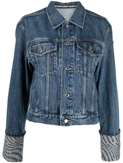 Alexander Wang Denim Jacket With Print In Blue