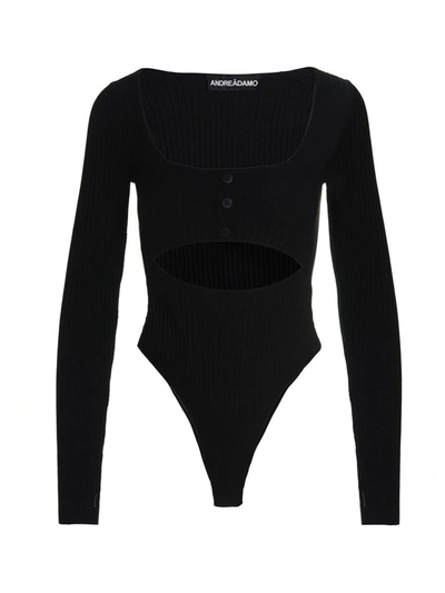 Andreädamo Cutout Stretch-jersey Bodysuit In Black