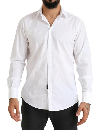 Dolce & Gabbana Elegant Slim Fit Cotton Dress Men's Shirt In White