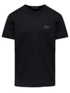 DOLCE & GABBANA BLACK T-SHIRT WITH LOGO TAG DETAIL ON THE FRONT IN COTTON MAN