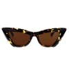 Bottega Veneta Angular Geometric Sunglasses With Wide Arms In Havana