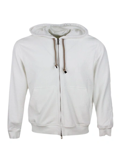 Brunello Cucinelli Hooded Zip-up Sweatshirt In White