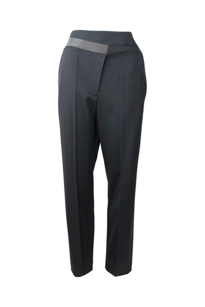 Brunello Cucinelli Trousers With Monili In Black