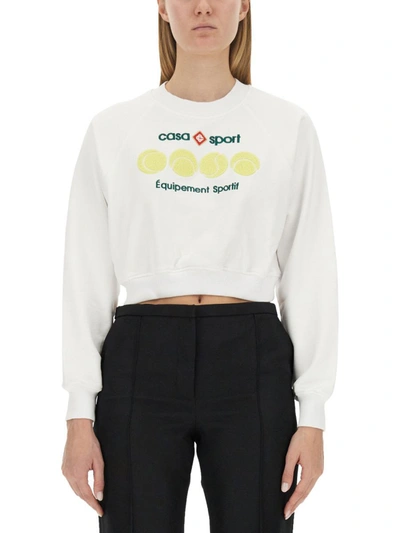 Casablanca Cropped Sweatshirt In White