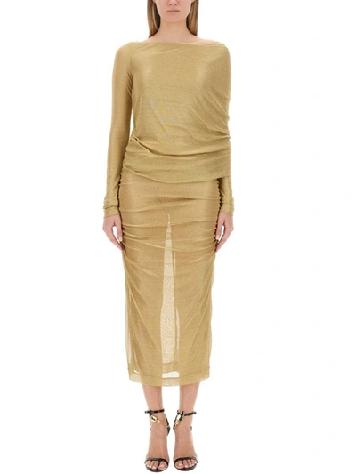 Dolce & Gabbana Longuette Dress In Gold