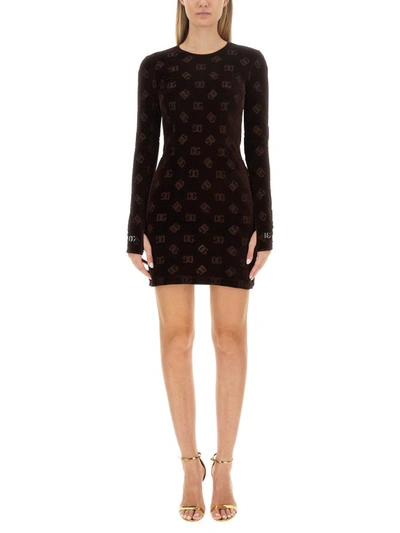 Dolce & Gabbana Mini Dress In Brown