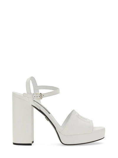 Dolce & Gabbana Logo-embroidered Platform Sandals In White