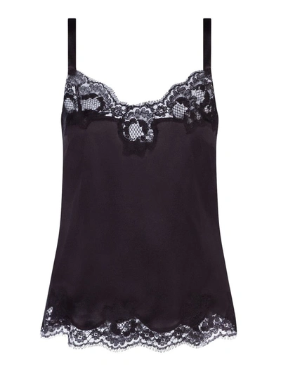 Dolce & Gabbana Satin Lingerie Top With Lace In Black