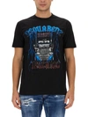 Dsquared2 Front Printed Cool Fit Crew-neck T-shirt In Black