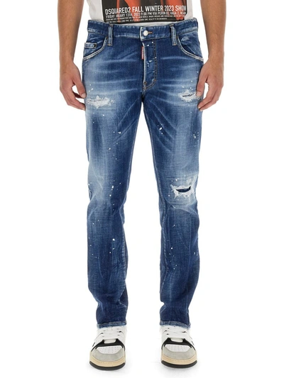 Dsquared2 Patent Leather Effect Jeans In Blue