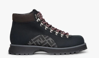 Fendi Lace-up Ankle Boots In Grey