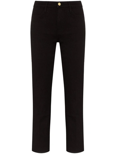 Frame Le High Straight Jeans In Black