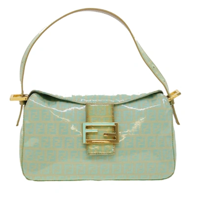 Fendi Zucchino Blue Patent Leather Shoulder Bag ()