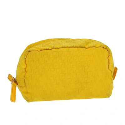 Fendi Zucchino Yellow Canvas Clutch Bag ()