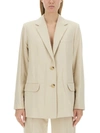 Helmut Lang Tailored Jacket With Notched Lapel And Distinctive Logo In Ivory