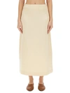 Jil Sander Boiled Wool Midi Skirt In Ivory