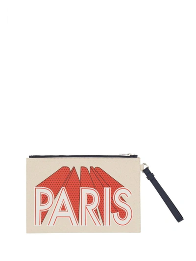 Kenzo Large Clutch Bag With Logo In White