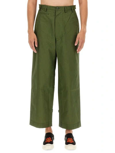 Kenzo Oversized Straight Pants Green In Military Green