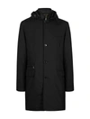 Moorer Button-up Hooded Coat In Black