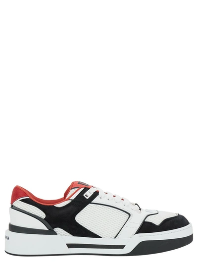 DOLCE & GABBANA MULTICOLOR LOW TOP SNEAKERS WITH LOGO PATCH IN VISCOSE MAN