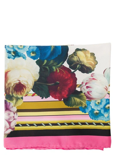 Dolce & Gabbana Multicolor Scarf With Night Flowers Print In Silk Woman