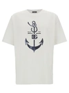 DOLCE & GABBANA OVERSIZED WHITE T-SHIRT WITH BRANDED ANCHOR PRINT IN COTTON MAN