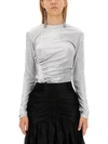 Rabanne Draped Button Blouse In Silver