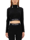 Rabanne Logo-underband Cropped Sweatshirt In Black