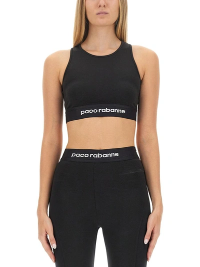 Paco Rabanne Tops With Logo In Black