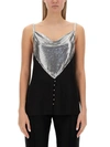 Rabanne Top With Sequin Embellishment And Draped Neckline In Black