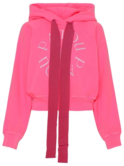 Patou Logo-embroidered Cropped Hoodie In Pink & Purple