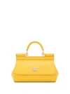 DOLCE & GABBANA 'SMALL SICILY' YELLOW HANDBAG WITH LOGO PLATE IN LEATHER WOMAN