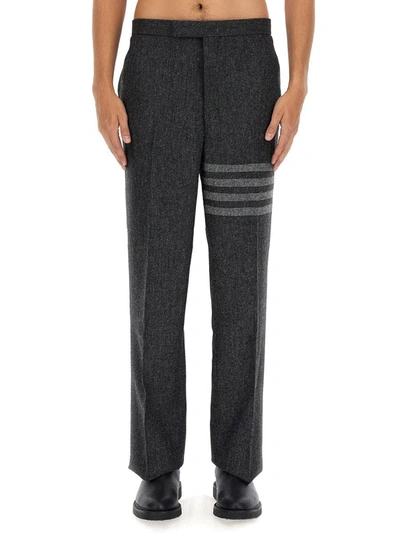 Thom Browne 4-bar Wool Tweed Pants In Grey