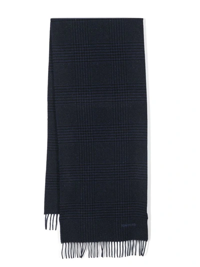 Tom Ford Fringed Rib Knit Scarf In Black