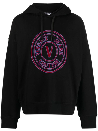 Versace Jeans Couture O V-emblem Flock Sweatshirts Clothing In 899 Black