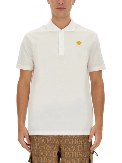 Versace Polo With Logo In White