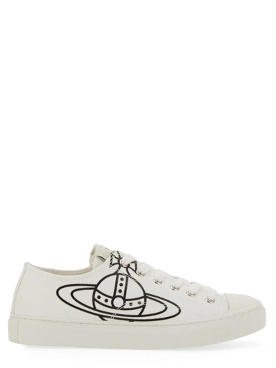 Vivienne Westwood Low Sneaker With Orb Logo In White