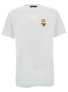 DOLCE & GABBANA WHITE CREWNECK T-SHIRT WITH BEE AND CROWN PRINT IN COTTON MAN