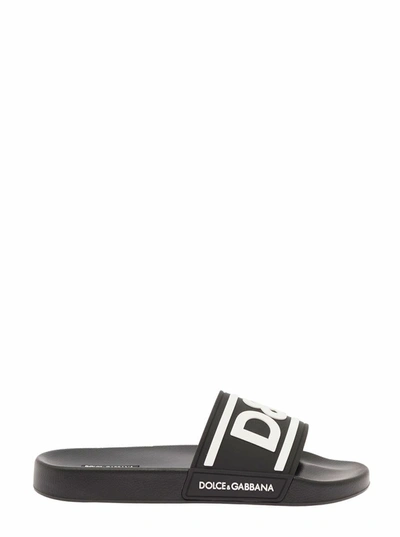 DOLCE & GABBANA WHITE POOL SLIDE IN RUBBER WITH EMBOSSED LOGO DOLCE& GABBANA MAN