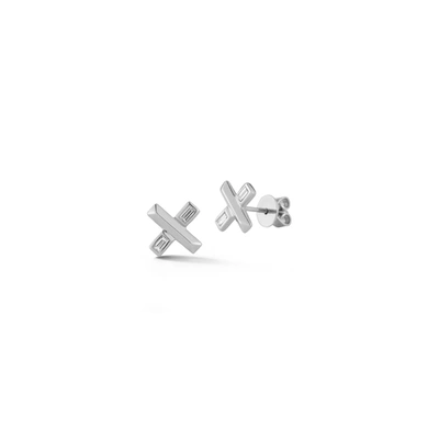 Dana Rebecca Designs Reese Brooklyn Knife-edge X Studs In White Gold