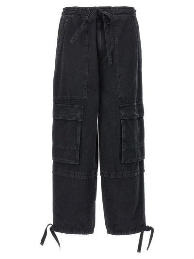 Marant Etoile Ivy Cropped Cargo Jeans In Black