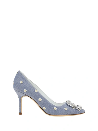 MANOLO BLAHNIK HANGISI_CLC CLAVA CHAMBRAY 090 PUMP SHOE