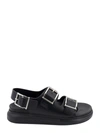 Alexander Mcqueen Black Slide Sandals With Embossed Logo In Leather Man