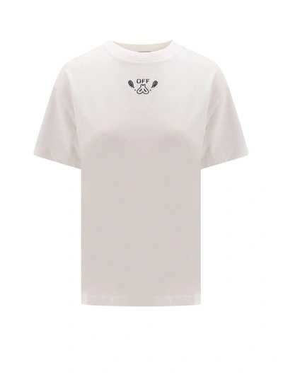 OFF-WHITE ORGANIC COTTON T-SHIRT WITH FRONTAL LOGO