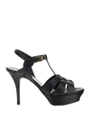 Saint Laurent Tribute Black Sandals With Platform In Patent Leather Woman In Nero