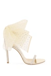 Jimmy Choo Aveline 100 Bow-detailed Glittered Woven Sandals In Gold