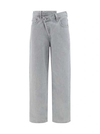 Agolde Criss Cross Jeans In Rain (marbled Med Grey)