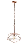 Lalia Home 1 Light 16in Modern Metal Wire Paragon Hanging Ceiling Pendant  Fixture In Rose Gold